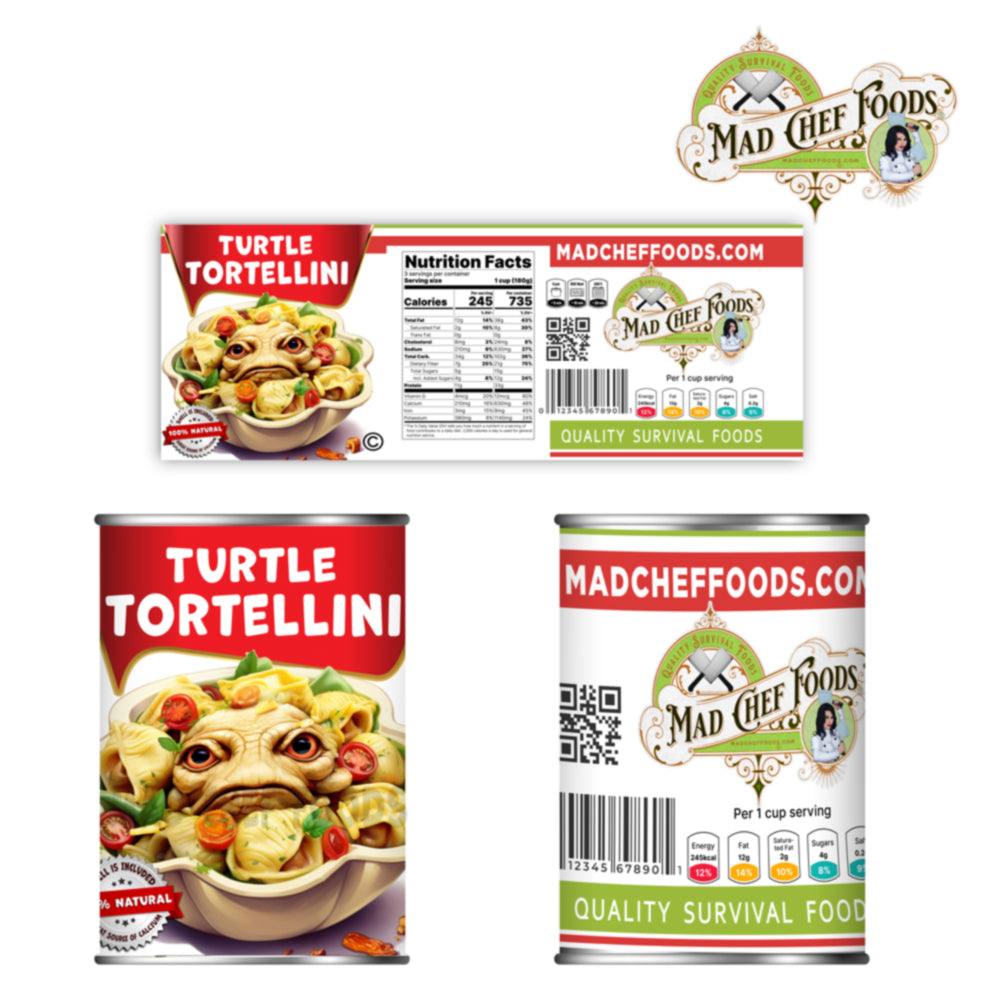 Turtle Tortellini Funny Prank Soup Can Labels Gag Gift