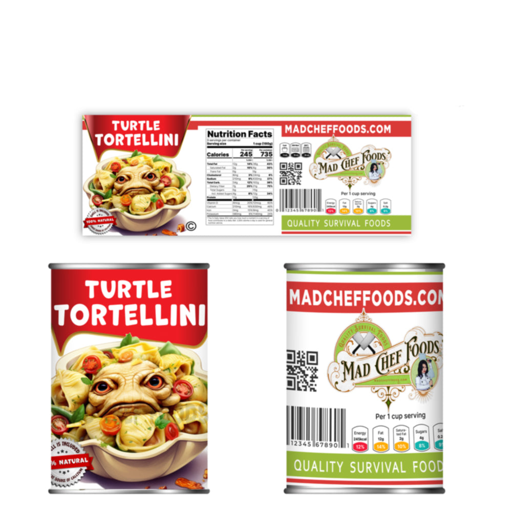 Turtle Tortellini Soup Can Label