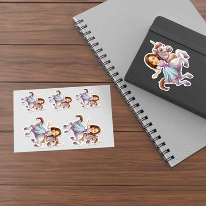 Personalized Child Riding a Unicorn Caricature from Photo Sticker - 6 Pack