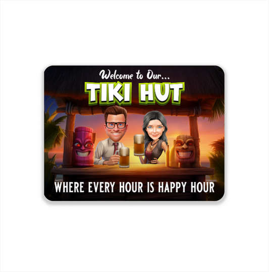 Tiki Hut Personalized Bar Scene Custom Metal Sign Couple Husband Wife Resort Classic Metal Signs