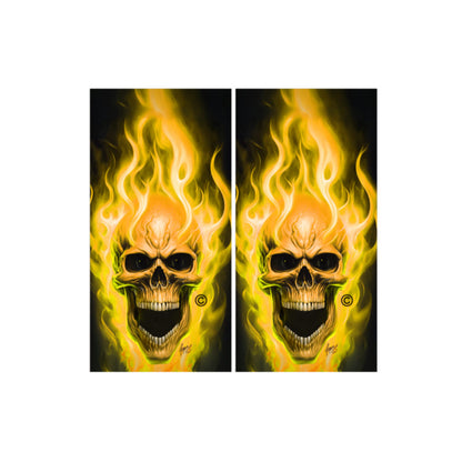 Flaming Skulls Cornhole Wraps Kustom Low Brow Art