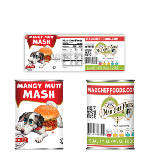 Mangy Mutt Mash Soup Can Label