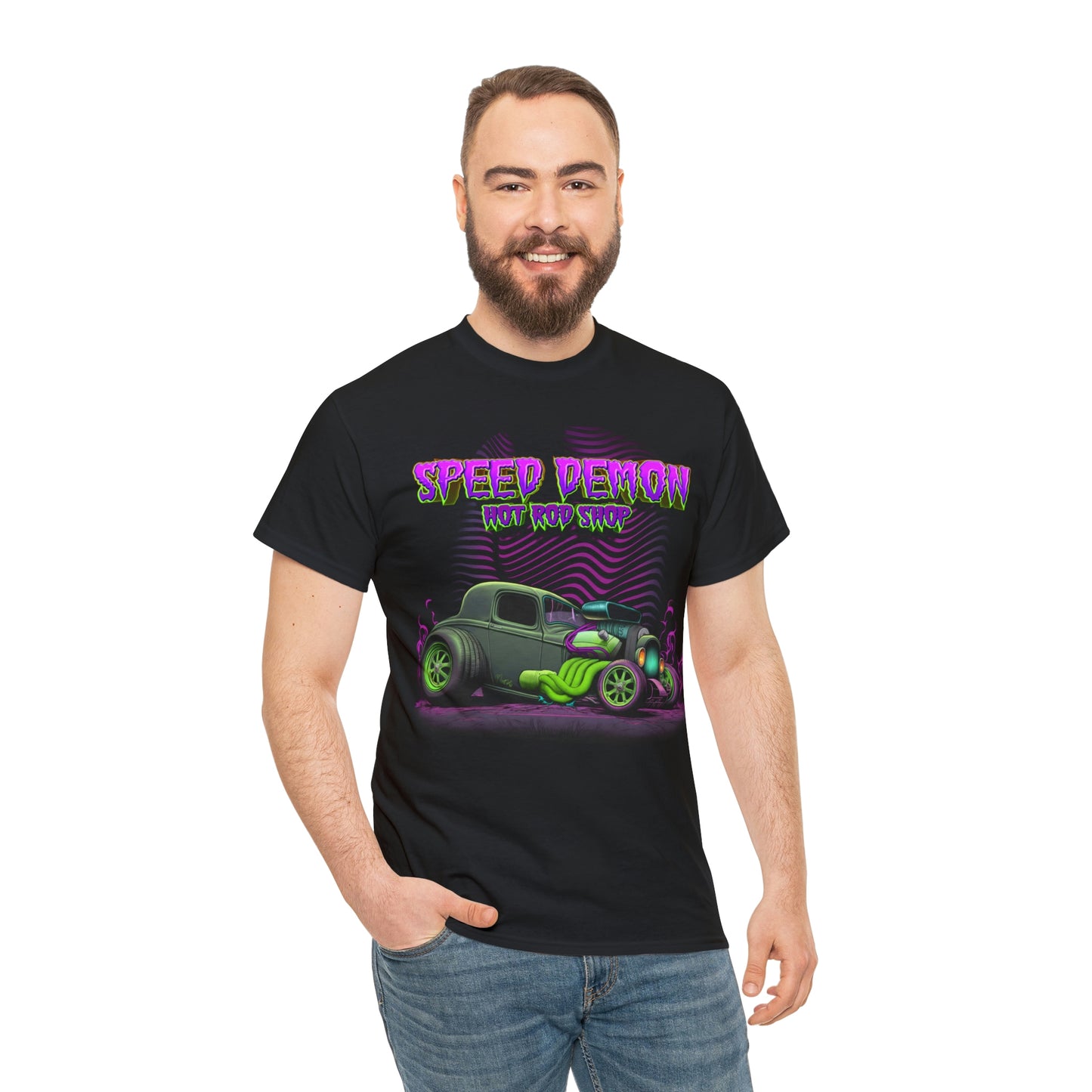 32 Ford Green N Purple Ratrod Speed demon hot rod shop Kustom Kulture Tee Shirt