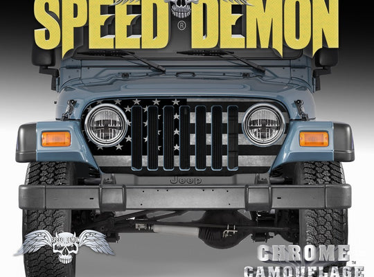 1997-2006 Jeep Grill Wraps American Flag Subdued - Speed Demon Wraps