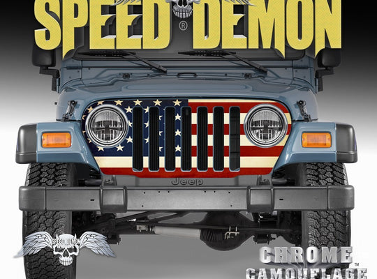 1997-2006 Jeep Grill Wraps American Flag - Speed Demon Wraps