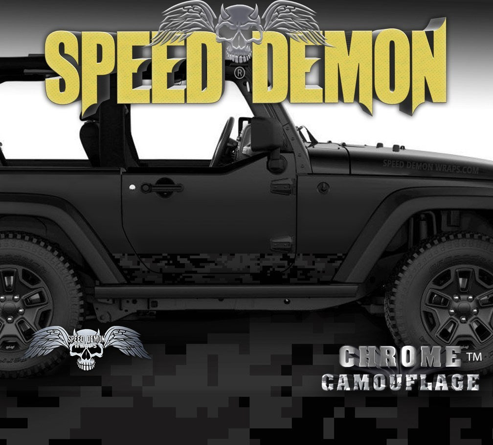 2007-2017 2 Door Jeep Wrangler Rocker Wrap Camo-Digital Black Camouflage - Speed Demon Wraps