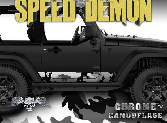 2007-2017 2 Door Jeep Wrangler Rocker Wrap Camo Urban Snow - Speed Demon Wraps