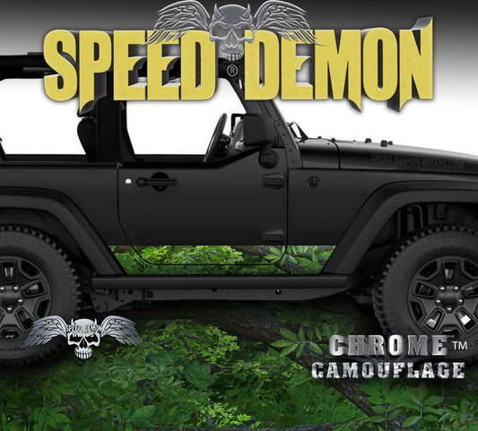 2007- 2017 2 Door Jeep Wrangler Rocker Wrap Camouflage True Forest Camo - Speed Demon Wraps