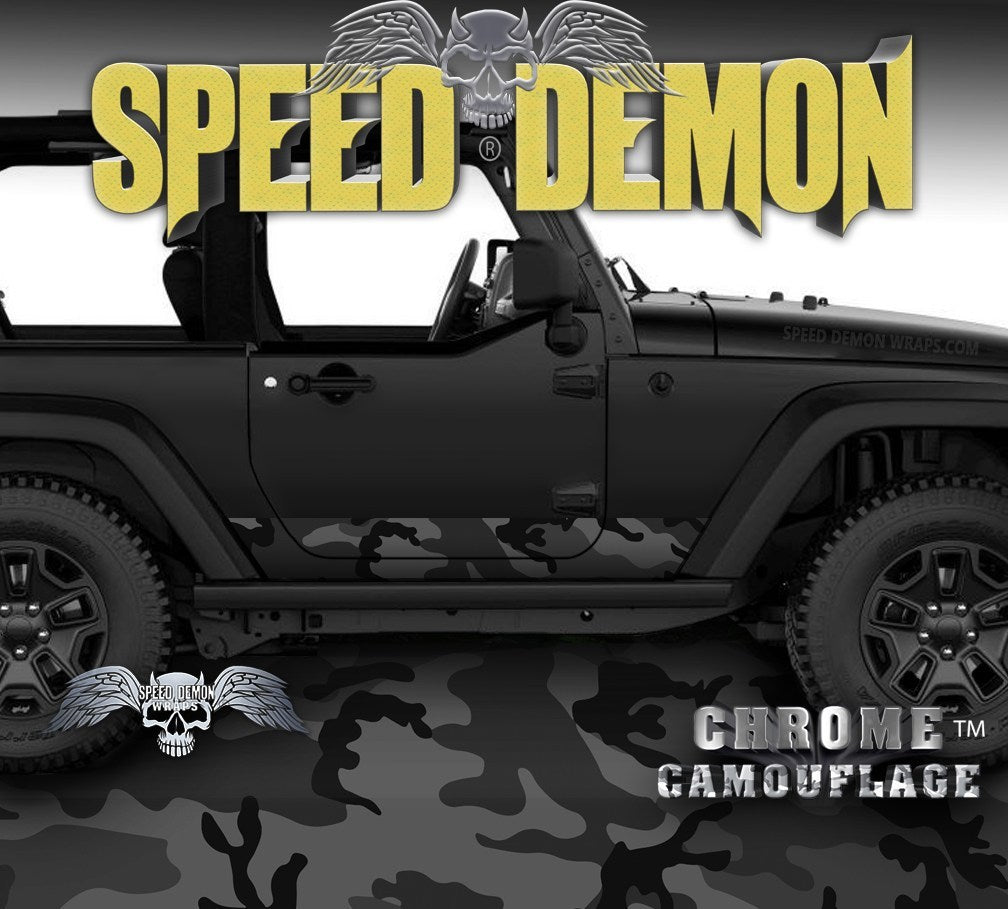 1997-2017 2 Door Jeep Wrangler Rocker Wrap Black Urban - Speed Demon Wraps