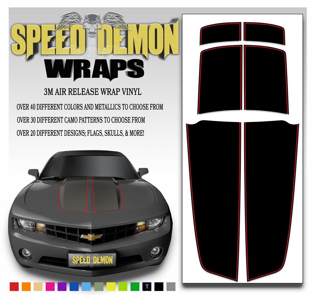 2010-2015 Black Camaro Stripes W/ Colored Pinstripe