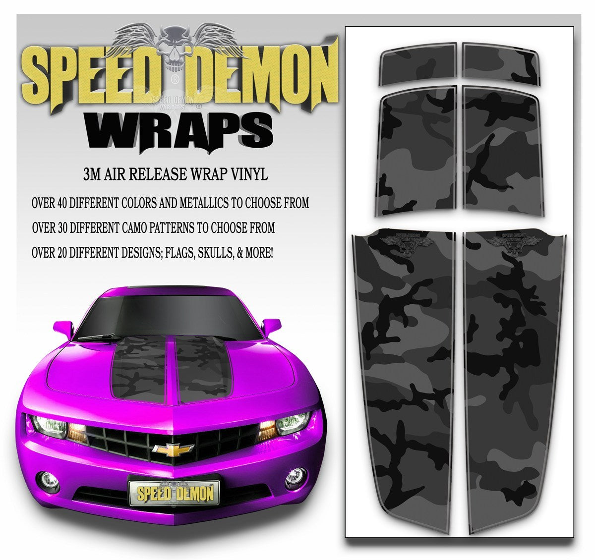Camaro Camo Stripes Black Urban Camouflage 2010-2015 - Speed Demon Wraps