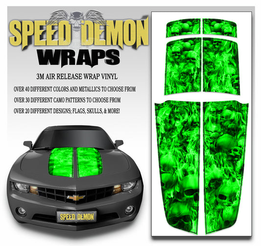 Green Camaro Stripes 2010-2015 Flaming Skulls bl