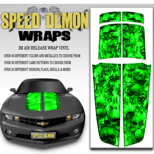 Green Camaro Stripes 2010-2015 Flaming Skulls bl