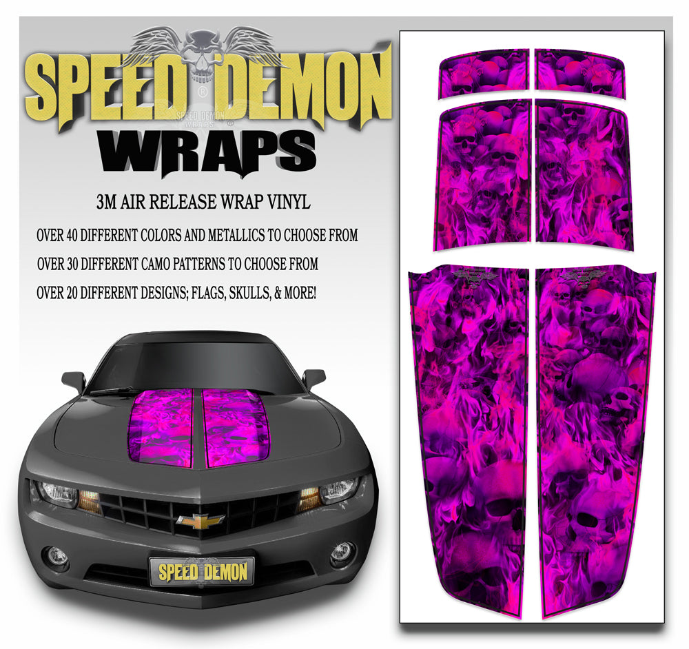 Fuschia Flaming Skulls 2010-2015 Camaro Racing Stripes bl