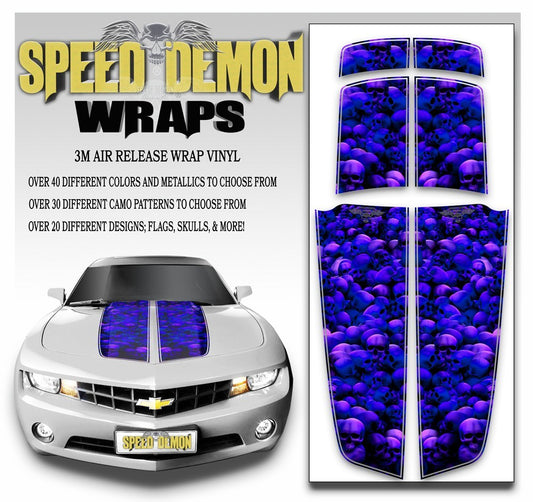 Camaro Racing Stripes UNHALLOWED GROUND SKULLS Blue Purple Hue 2010-2015 - Speed Demon Wraps