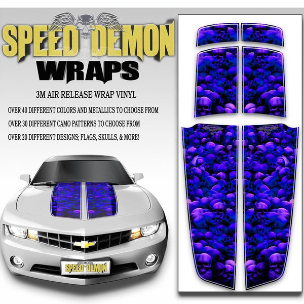 Camaro Racing Stripes UNHALLOWED GROUND SKULLS Blue Purple Hue 2010-2015 - Speed Demon Wraps