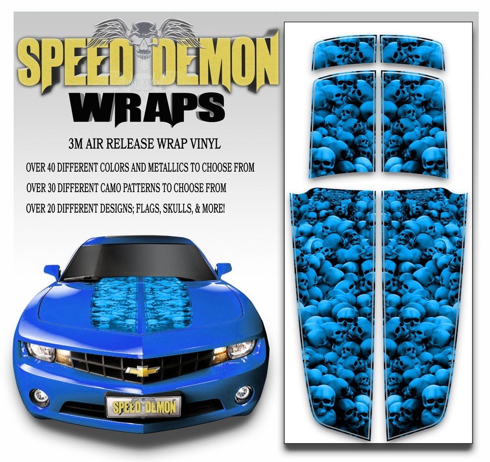 Camaro Racing Stripes UNHALLOWED GROUND SKULLS Blue 2010-2015 - Speed Demon Wraps