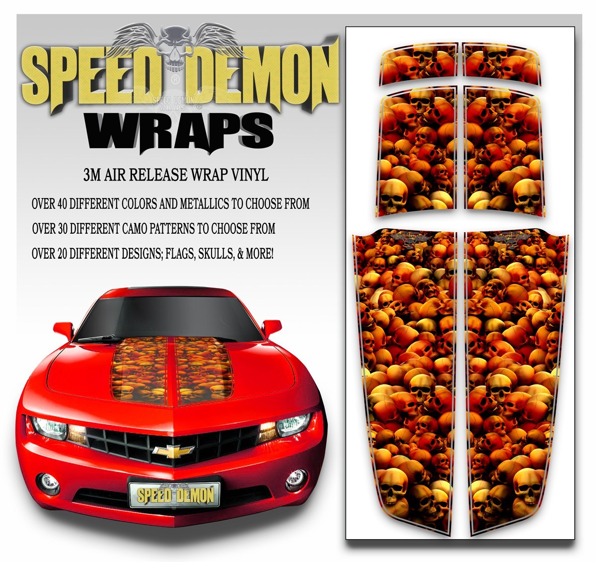 Camaro Stripes Kit Skulls Red 2010-2015 - Speed Demon Wraps