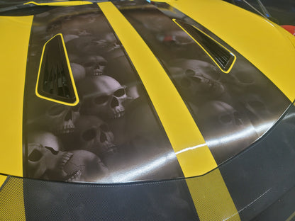 Camaro Stripes Ghosted Skullswith Black Pinstripe 2016-2017-2018 V8