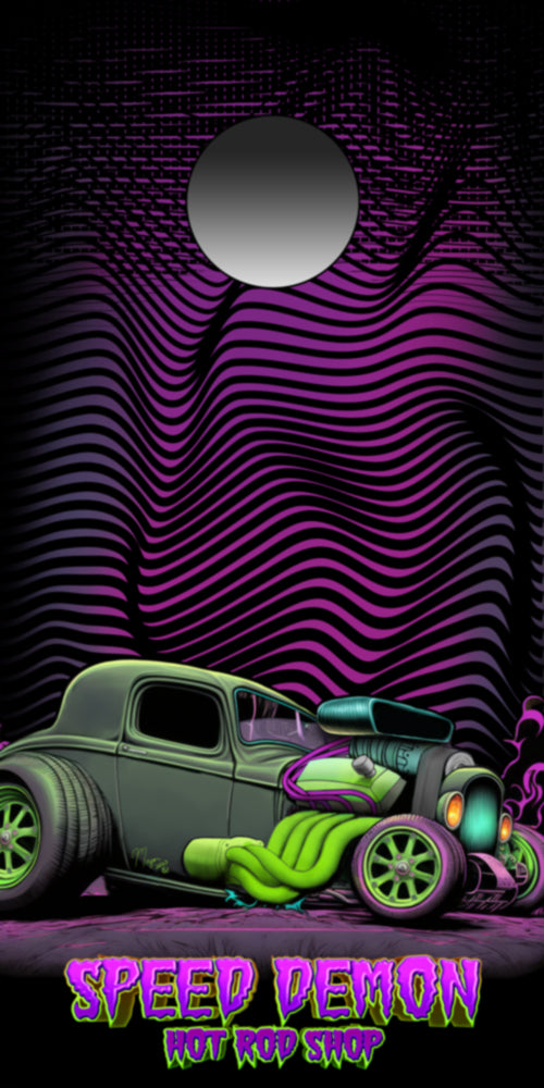 32-Ford-Green-n-Purple-Ratrod-Speed-demon-hot-rod-shop-CORNHOLE-WRAPS-Ed-Roth-Style Single