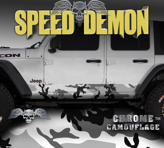 2007-2017 4 Door Jeep Wrangler Rocker Wraps Camouflage Snow Urban Camo - Speed Demon Wraps