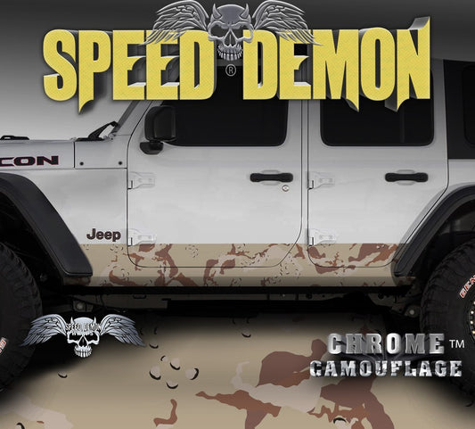 2007-2017 4 Door Jeep Wrangler Rocker Wraps Camouflage Desert Camo - Speed Demon Wraps