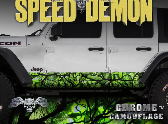 2007-2017 4 Door Jeep Wrangler Rocker Wraps Camouflage Zombie Bile Camo - Speed Demon Wraps