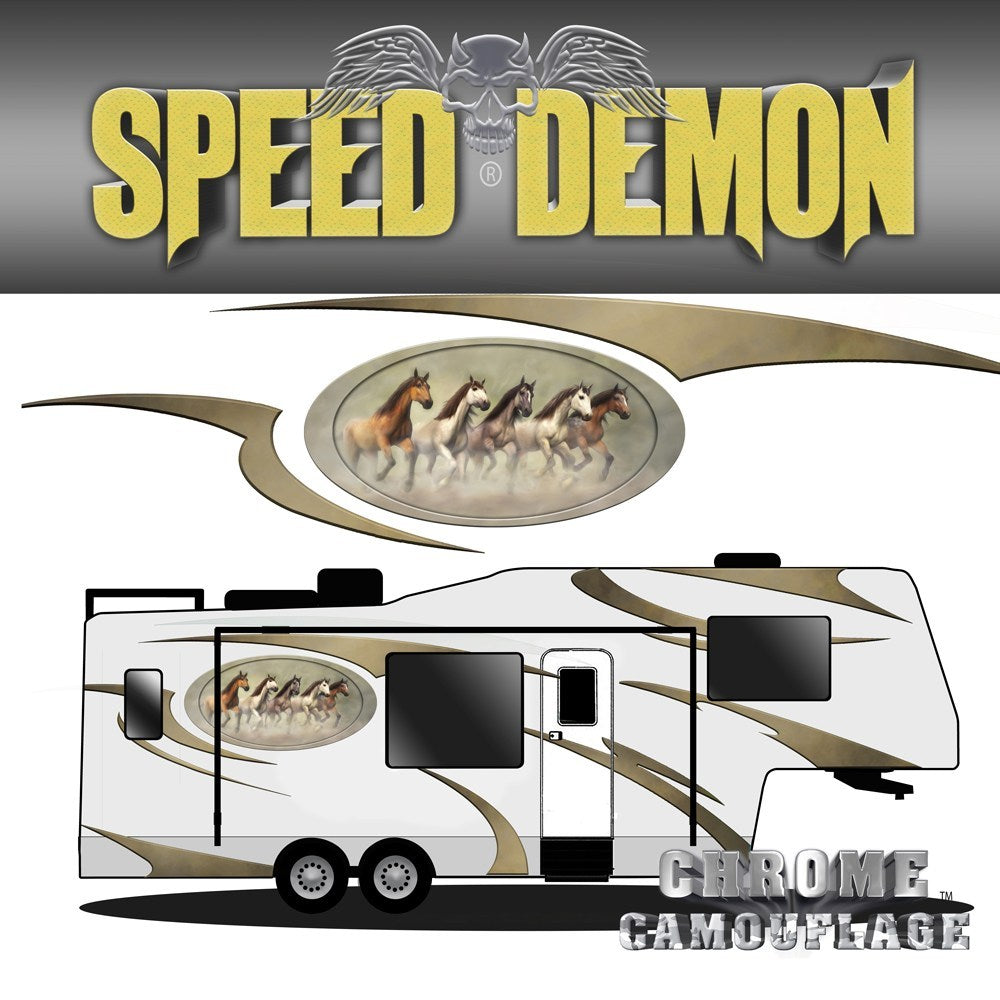 5th Wheel Trailer Graphics Wild Mustangs - Speed Demon Wraps