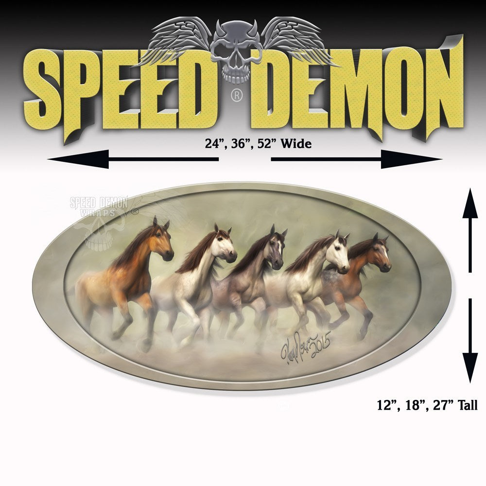 5th Wheel Trailer Graphics Wild Mustangs Oval - Speed Demon Wraps