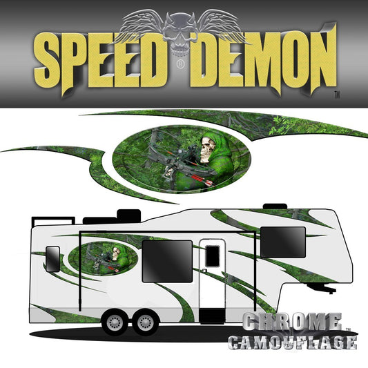 5th Wheel Trailer Graphics Kit Bow Reaper Camo Forest - Speed Demon Wraps