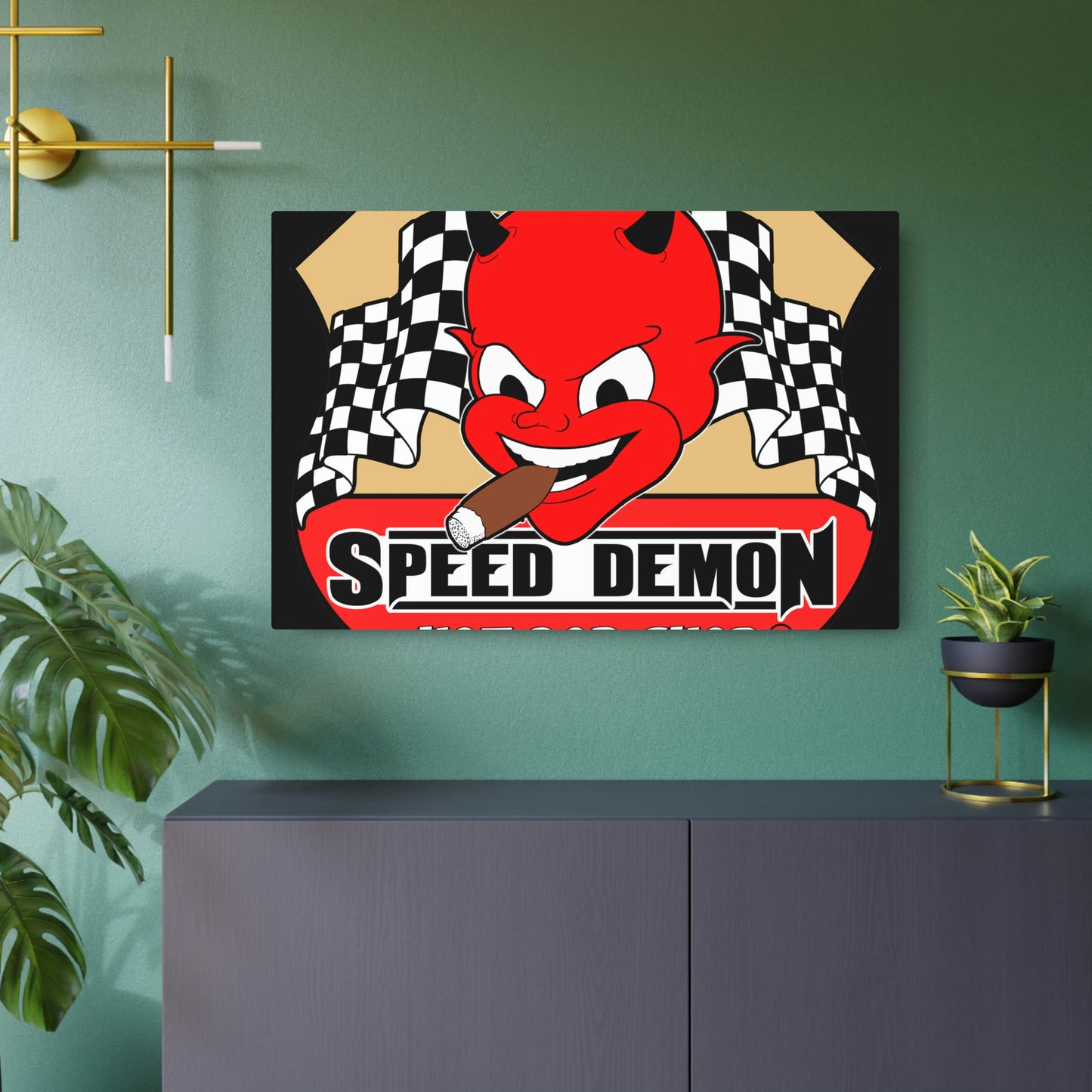 Speed Demon Hot Rod Shop Metal Sign
