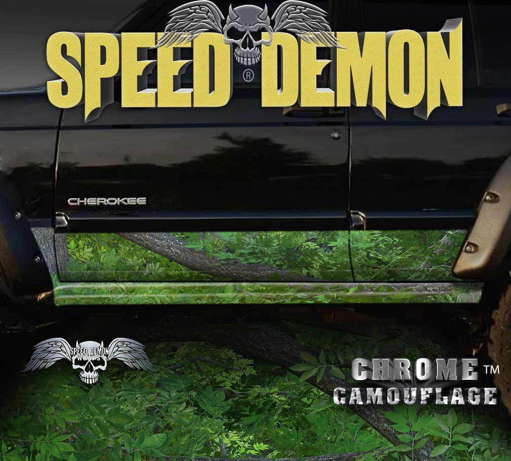 1993-2008 Jeep Cherokee Rocker Panel Wraps Camouflage Forest Camo - Speed Demon Wraps