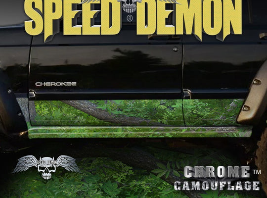 1993-2008 Jeep Cherokee Rocker Panel Wraps Camouflage Forest Camo - Speed Demon Wraps