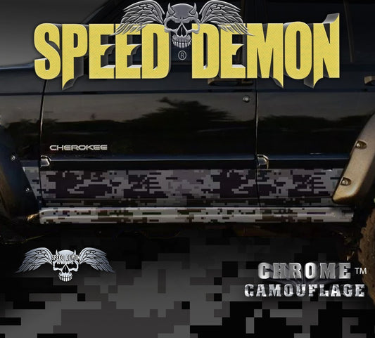 1993-2008 Jeep Cherokee Rocker Panel Wraps Camouflage LT Black Digital Camo - Speed Demon Wraps