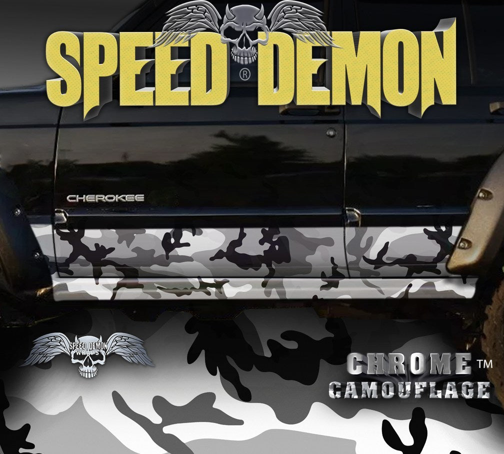 1993-2008 Jeep Cherokee Rocker Panel Wraps Camouflage Snow Urban Camo - Speed Demon Wraps