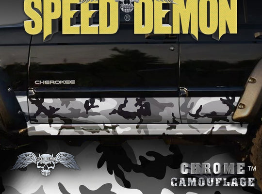 1993-2008 Jeep Cherokee Rocker Panel Wraps Camouflage Snow Urban Camo - Speed Demon Wraps