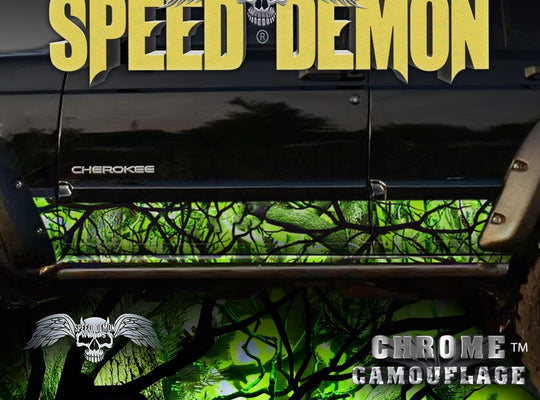 1993-2008 Jeep Cherokee Rocker Panel Wraps Camouflage Zombie Bile Camo - Speed Demon Wraps