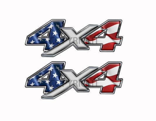American Flag  4x4 Decal Silver X - Speed Demon Wraps