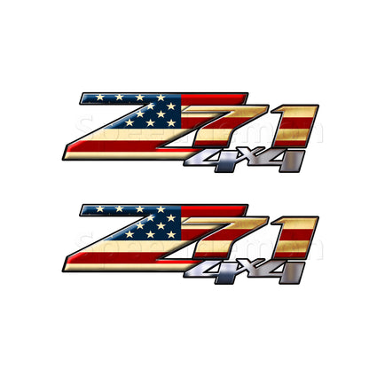 American Flag Z71 4x4 Rustic Decals