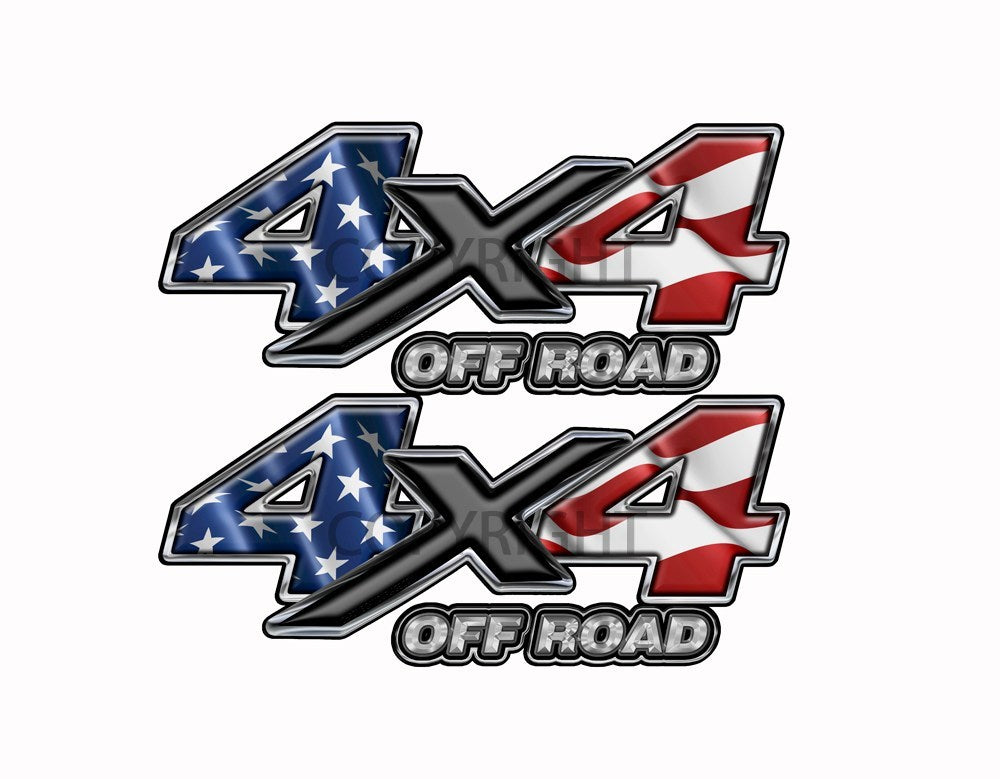 American Flag  4x4 Off Road Decal Black X - Speed Demon Wraps