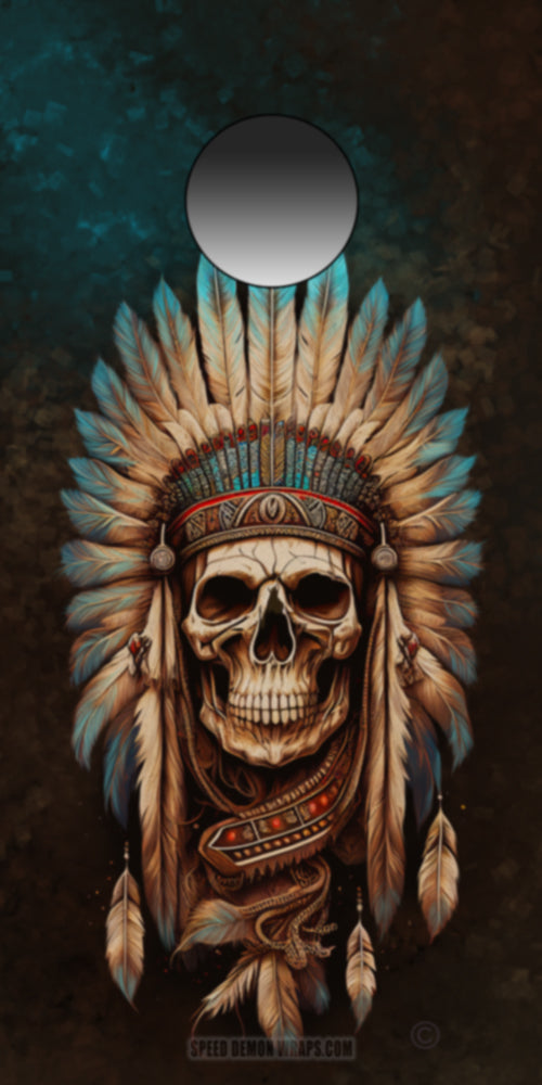 American Indian Chiefton Skull In Headdress