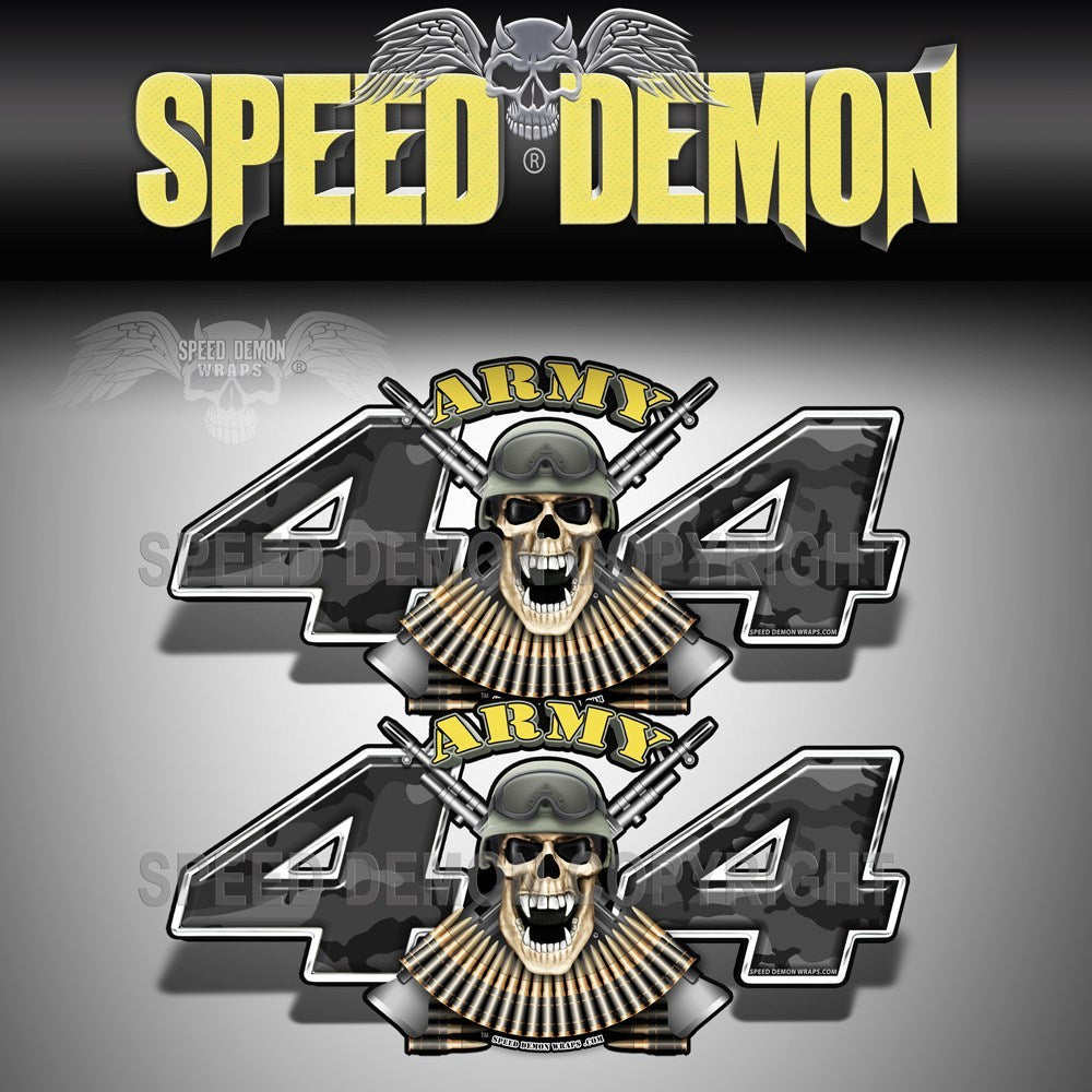 Army 4x4 Decal Skull Black Urban Camo - Speed Demon Wraps