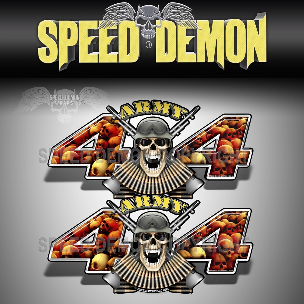 Army 4x4 Decals Skull Crusher Military Red Camo - Speed Demon Wraps