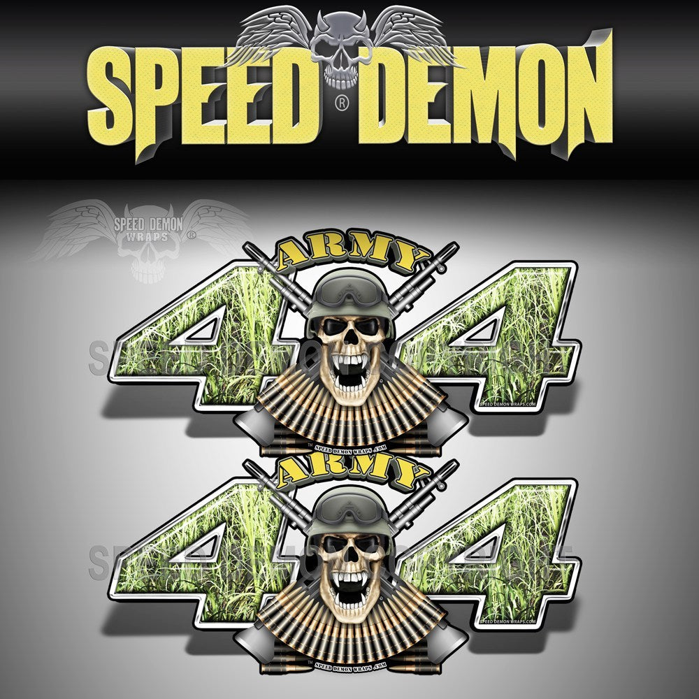 Army 4x4 Decals Skull Green Foxtail Tallgrass Camo - Speed Demon Wraps