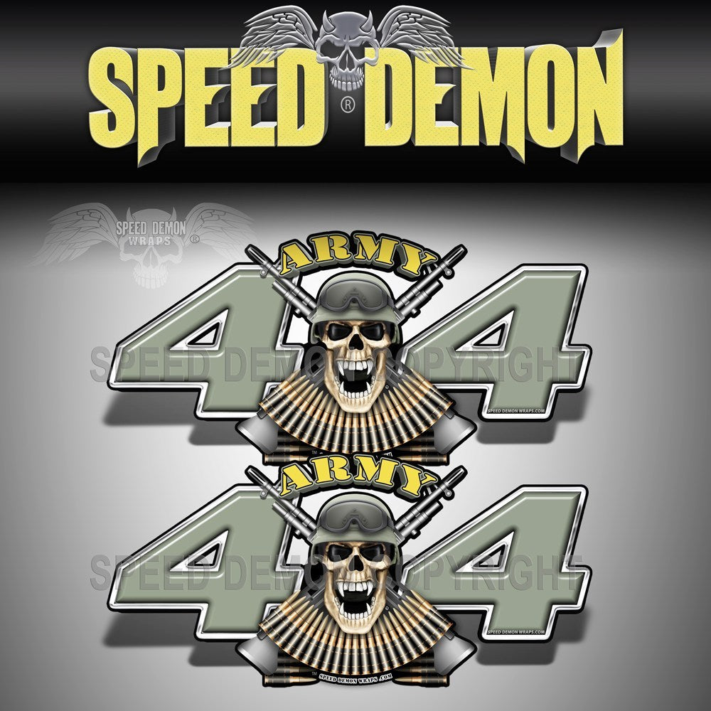 4X4 Decals Army  Skull Army Green - Speed Demon Wraps