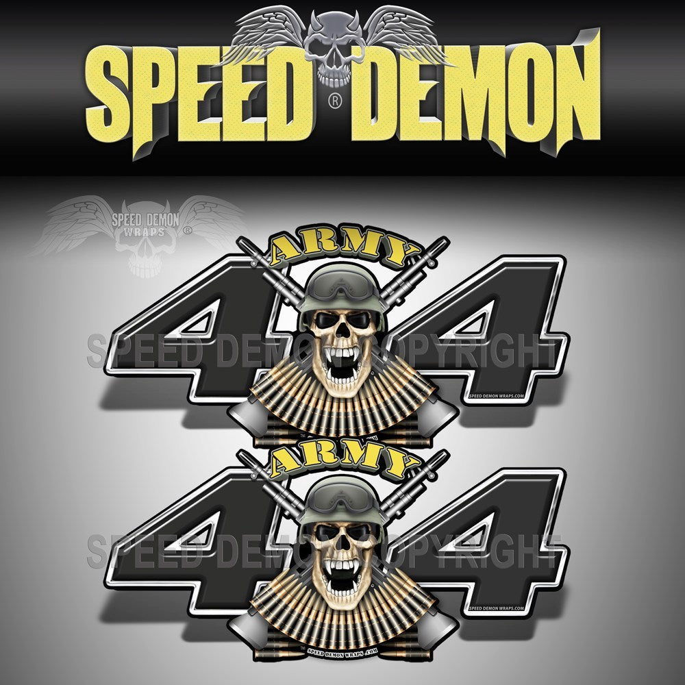 Army 4x4 Skull Army Black Decals - Speed Demon Wraps