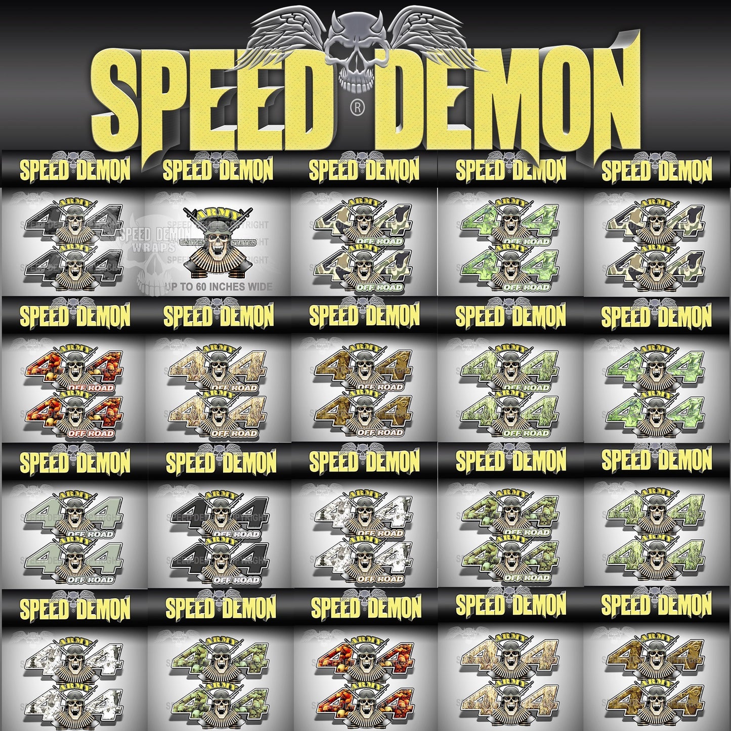 Army 4x4 Decal Skull Blizzard Snow Camo - Speed Demon Wraps