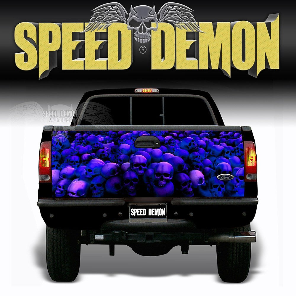 Skull Crusher Tailgate Wraps Blue