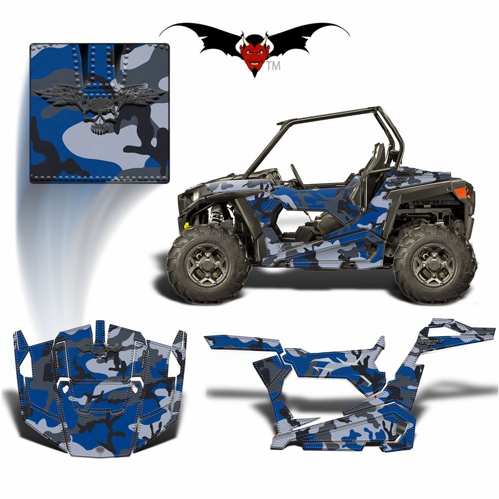 RZR 900 TRAIL GRAPHICS WRAP -  BLUE AND GRAY CAMOUFLAGE - Speed Demon Wraps