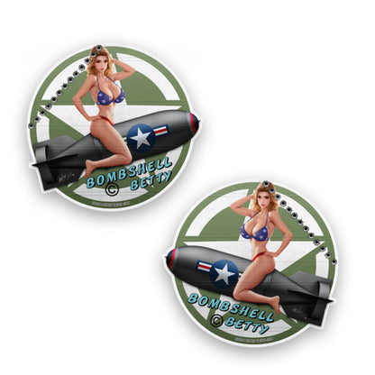 Pin-Up Nose Art Stickers Bombshell Betty Stickers